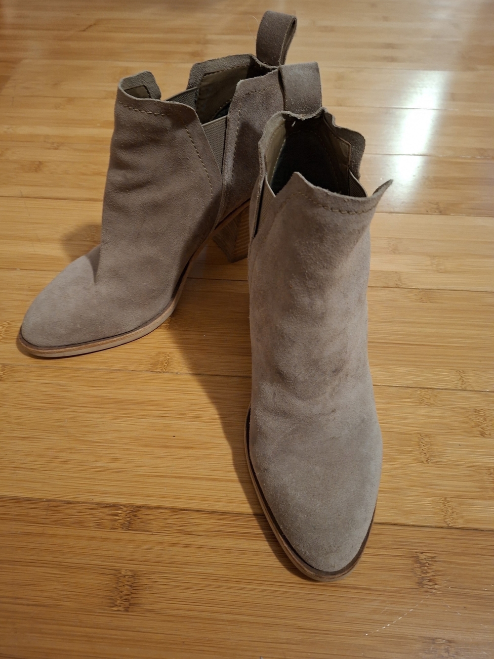 Dolce Vita Taupe Suede Pointed Ankle Booties, Size 7.5